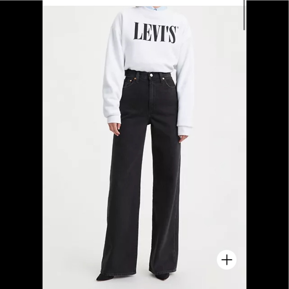 Levi’s ribcage wide leg jeans in black size 27